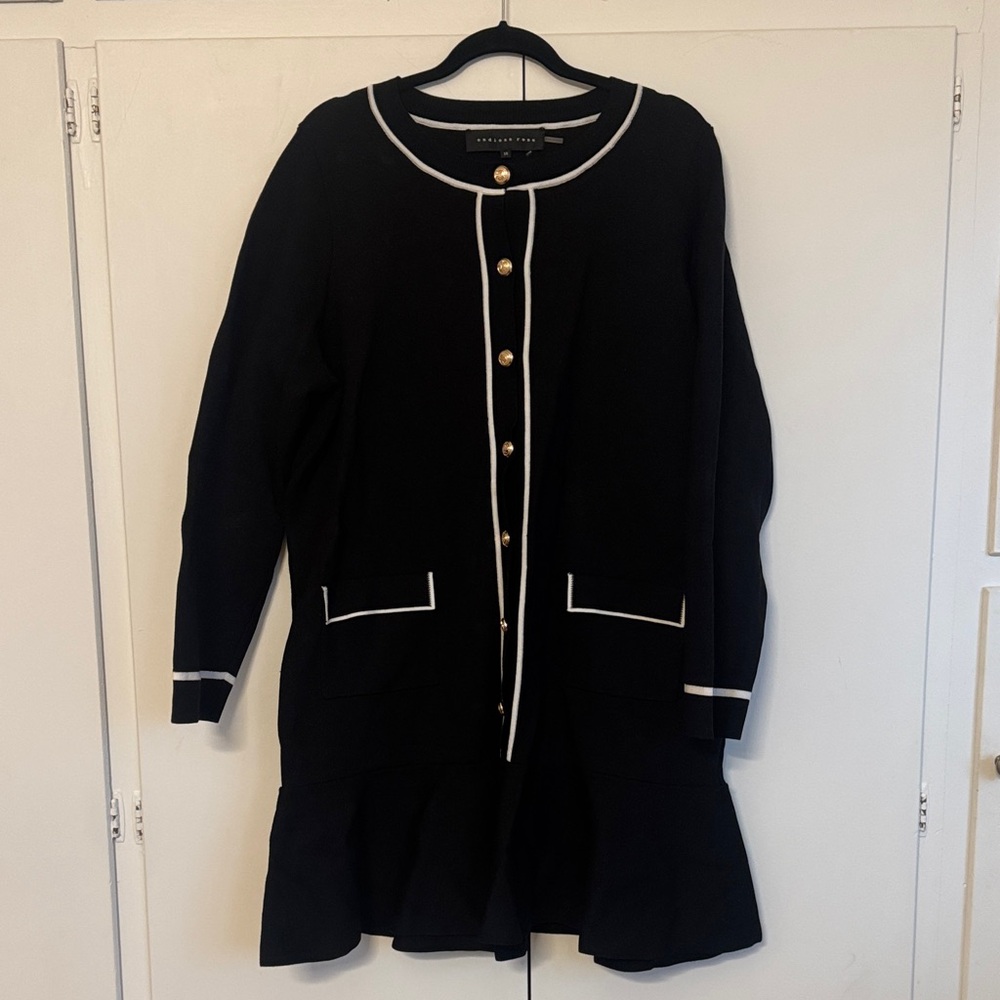 Endless Rose Black Dress with Gold Buttons and White Accents